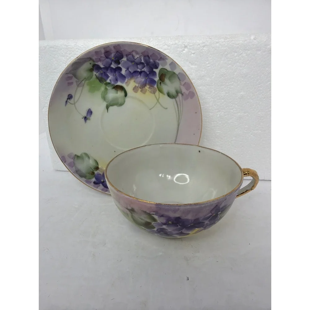 Vintage Mixed Tea Cup and Saucer Set Limoges Lefton Japan Floral Holly 13pc Lot